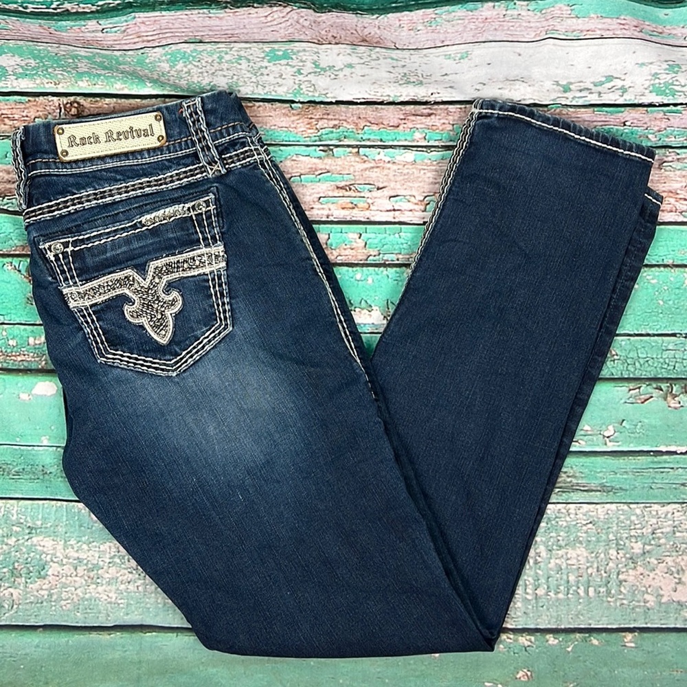 Rock Revival Women's Skinny Jeans - Dark Blue Denim
